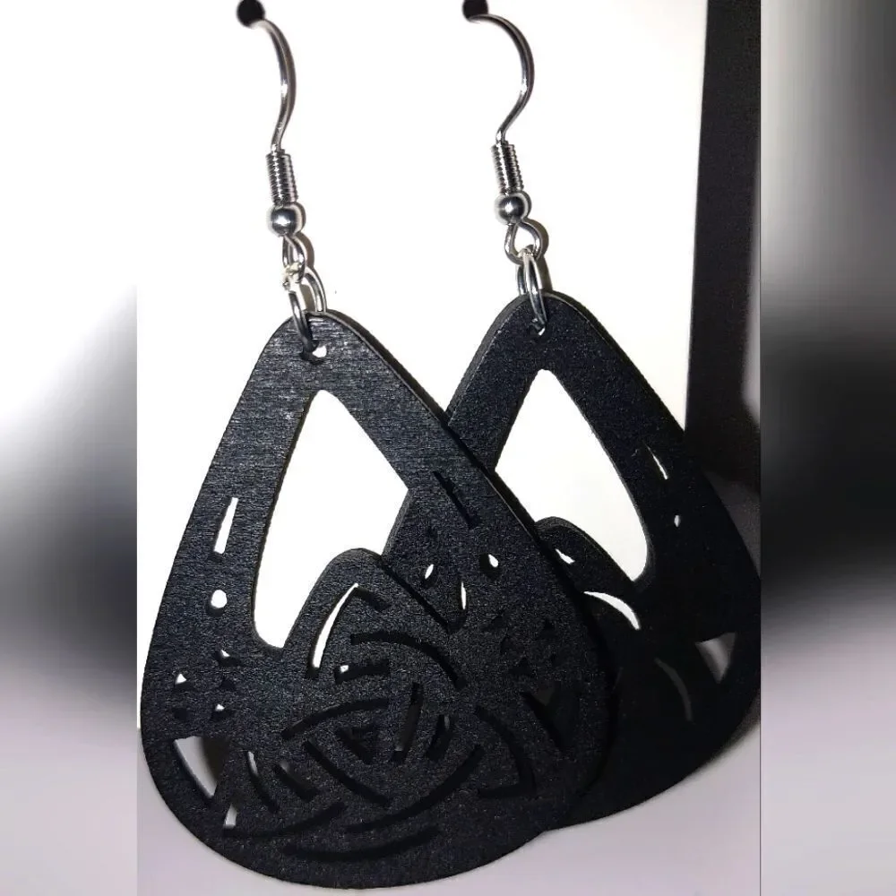 Gorgeous black hollow wooden earrings